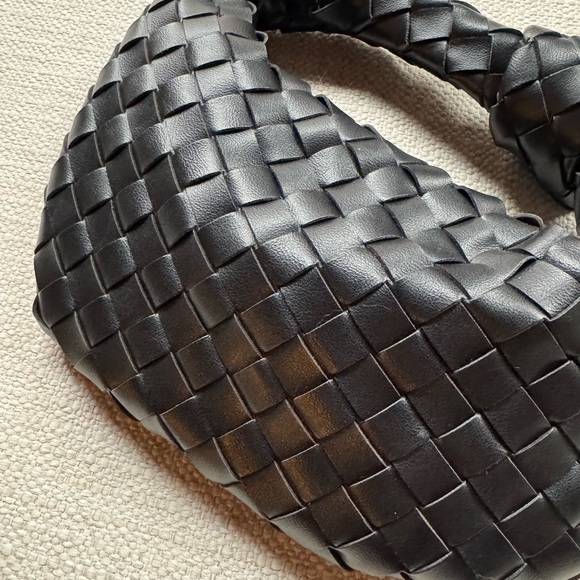 Black Woven Leather Handbag - Picture 3 of 5